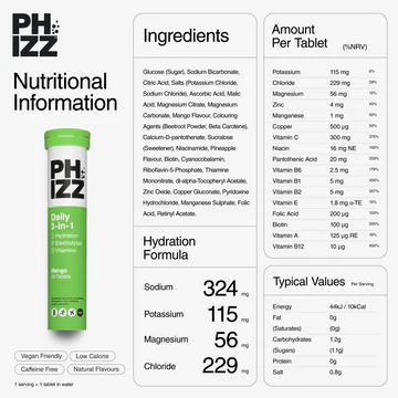 Phizz 3-in-1 Hydration, Electrolytes and Vitamins - 12x20 Effervescent Tablets