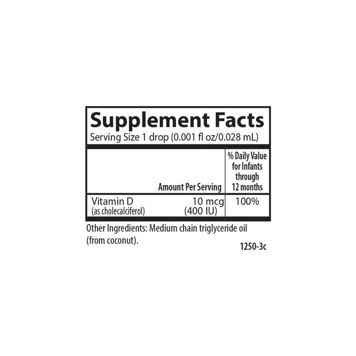 Carlson Labs Baby's Super Daily D3, 400 IU - 10 ml. - Health and Wellbeing at MySupplementShop by Carlson Labs