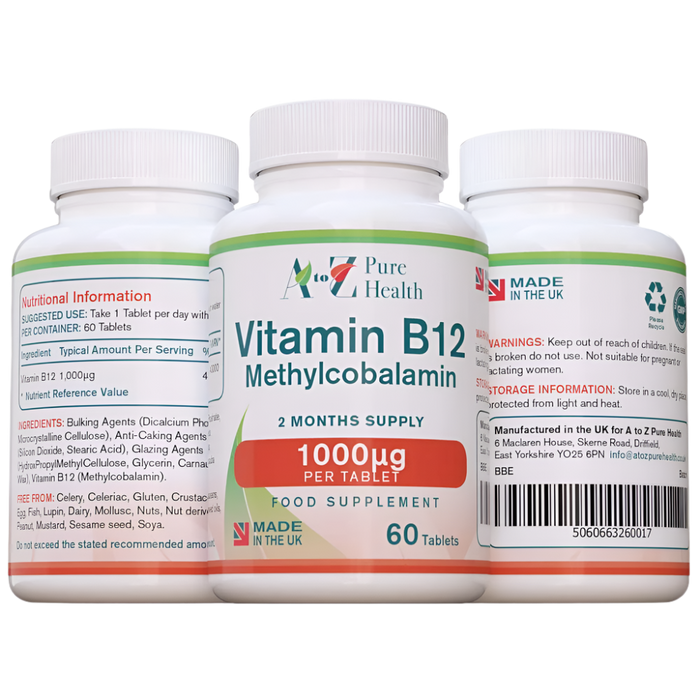 A to Z Pure Health Vitamin B12 Methylcobalamin 60 Tablets