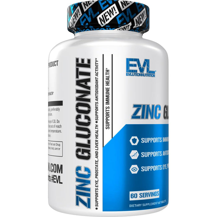 EVLution Nutrition Zinc Gluconate - 60 tablets - Vitamins, Minerals & Supplements at MySupplementShop by EVLution Nutrition