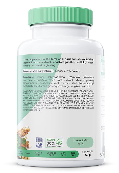 Ashwagandha + Rhodiola & Ginseng - 120 vegan capsules - Health and Wellbeing at MySupplementShop by Osavi