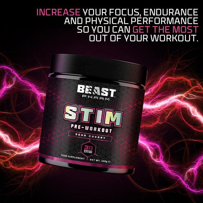 Beast Pharm STIM Pre Workout 390g (Sour Cherry) - Pre Workout at MySupplementShop by Beast Pharm