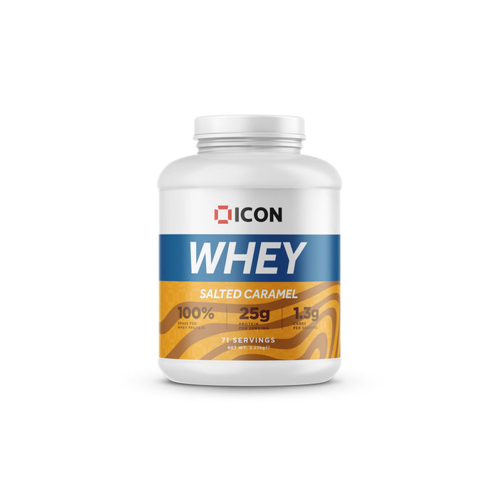 ICON Nutrition 100% Grass Fed Whey 2.27kg Salted Caramel - Whey Proteins at MySupplementShop by Icon Nutrition