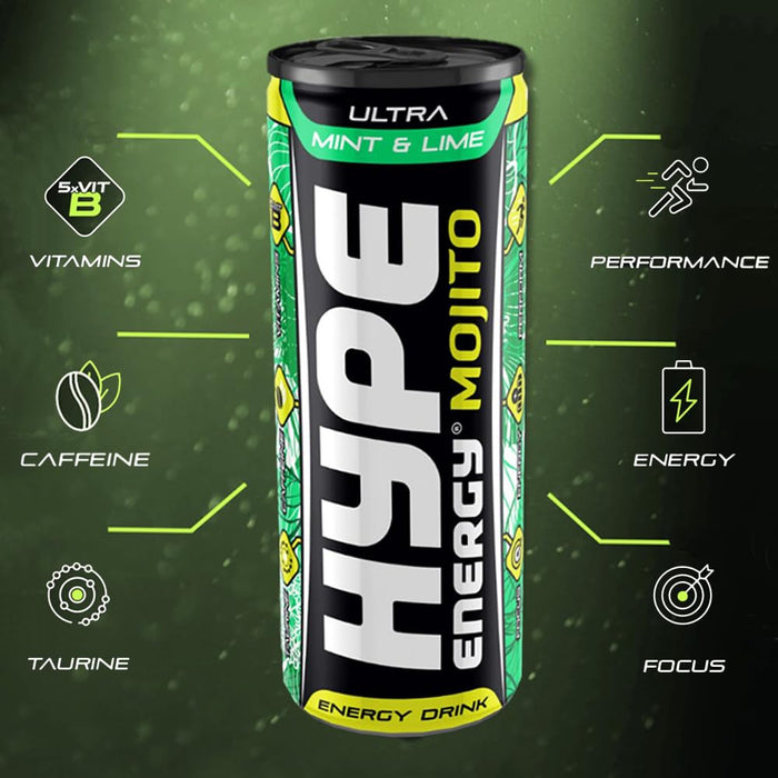 HYPE Mojito Mint & Lime 24x250ml Mint & Lime - Energy Drinks at MySupplementShop by Hype Energy Drinks