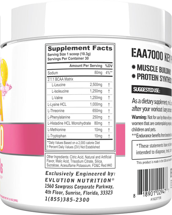 EVLution Nutrition EAA 7000, Pink Lemonade 309g - BCAAs at MySupplementShop by EVLution Nutrition