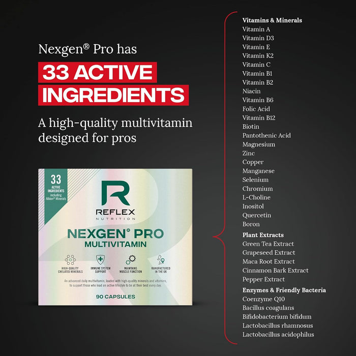 Reflex Nutrition Nexgen Pro – Advanced Multivitamin with Chelated Minerals & Probiotics (90 Capsules)