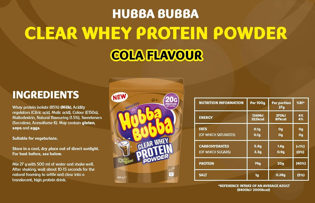 Hubba Bubba Clear Whey 405g Cola