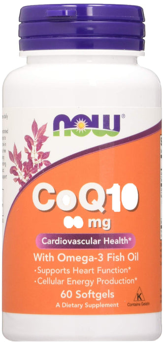 NOW Foods CoQ10 with Omega-3, 60mg with - 60 softgels - Health and Wellbeing at MySupplementShop by NOW Foods