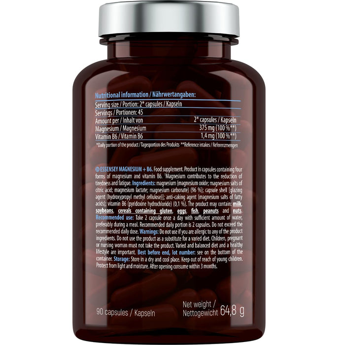 Magnesium + B6 - 90 caps - Vitamins & Minerals at MySupplementShop by Essensey