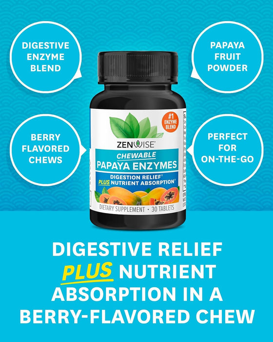 Zenwise Chewable Papaya Enzymes 30 tablets - Digestive Enzyme at MySupplementShop by Zenwise