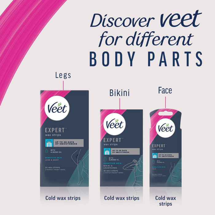 Veet Expert Wax Strips Legs & Body With Almond Oil x 20 - Hair Removal at MySupplementShop by Veet