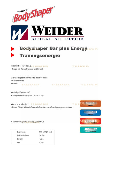 Weider Nutrition Weider Bar 24 x 35g - Vitamins, Minerals & Supplements at MySupplementShop by Weider