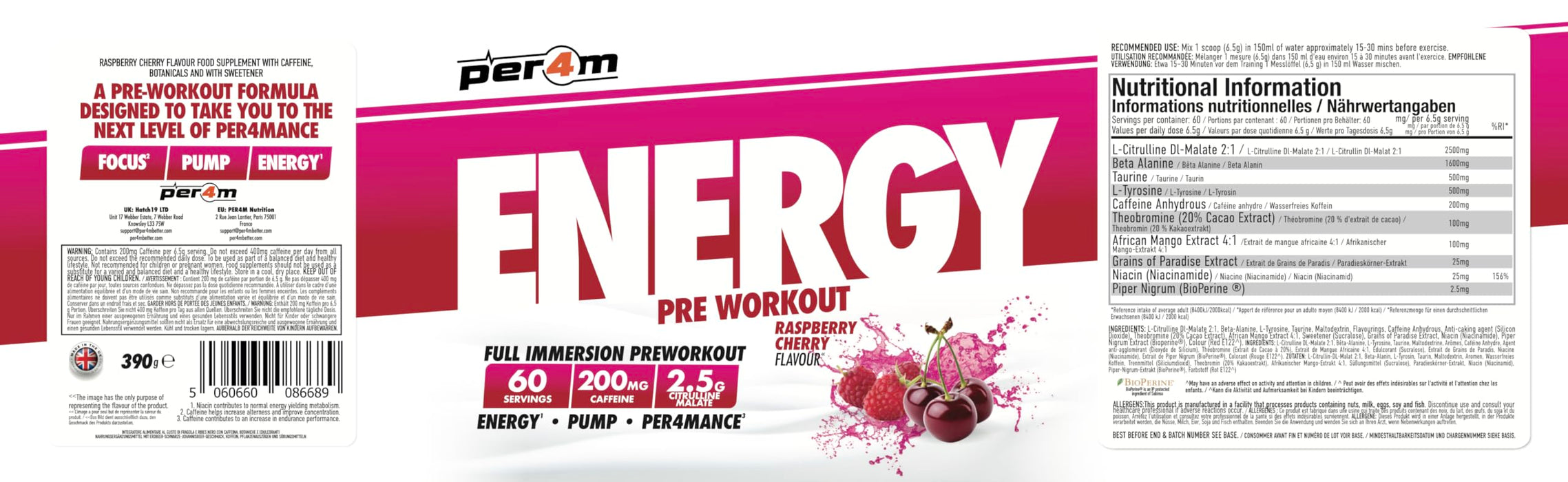 Per4m Energy Pre Workout 390g