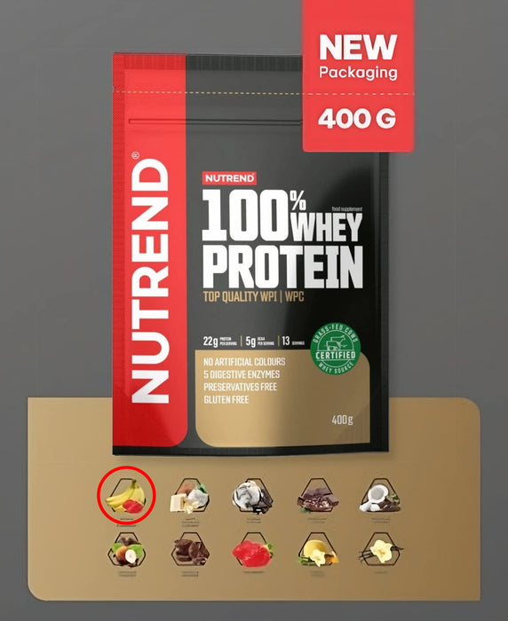 Nutrend 100% Whey Protein, Banana + Strawberry - 400g - Whey Proteins at MySupplementShop by Nutrend