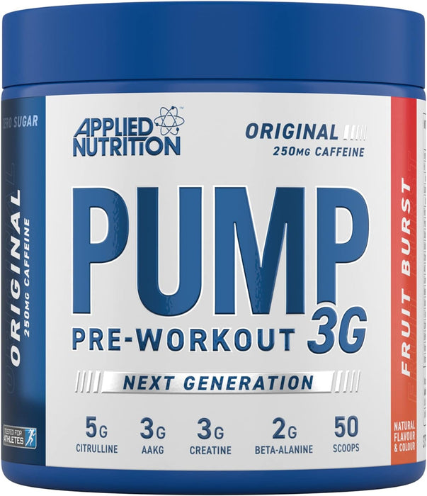 Applied Nutrition PUMP 3G Pre-Workout 375g - With Caffeine for Enhanced Focus & Performance - Fruit Burst - Pre Workout at MySupplementShop by Applied Nutrition