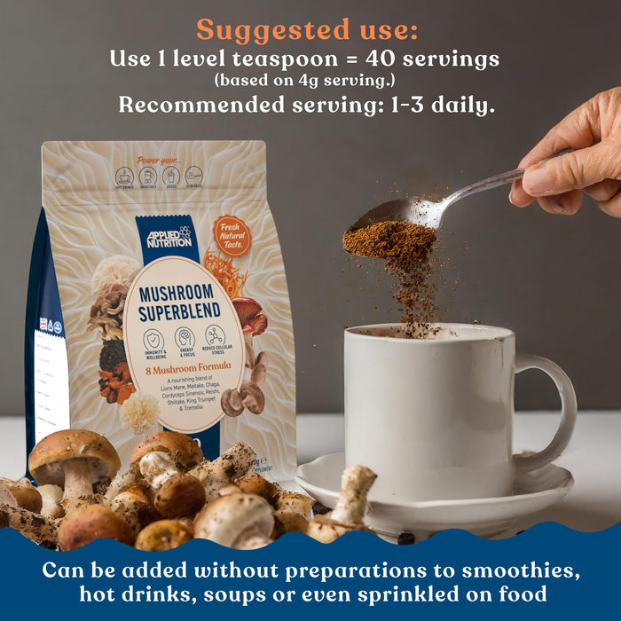 Applied Nutrition Mushroom Superblend 160g Unflavoured - Mushrooms at MySupplementShop by Applied Nutrition