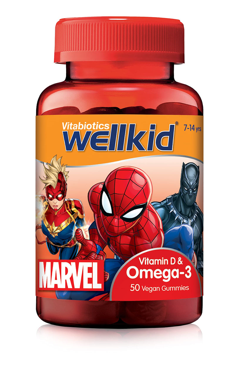 Vitabiotics WellKid Vitamin D & Omega 3 Vegan Soft Jellies 7-14 Yrs Marvel Pack x 50 - Children at MySupplementShop by Vitabiotics