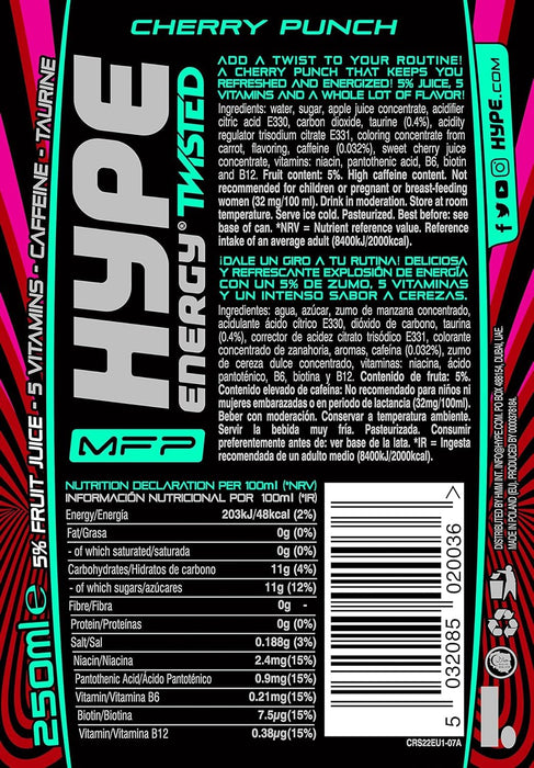 HYPE Twisted Cherry 24x250ml Cheesecake - Energy Drinks at MySupplementShop by Hype Energy Drinks