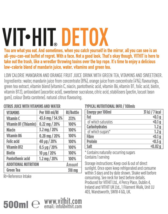 VITHIT Detox 12x500ml Mandarin & Orange - Drinks at MySupplementShop by Vit Hit