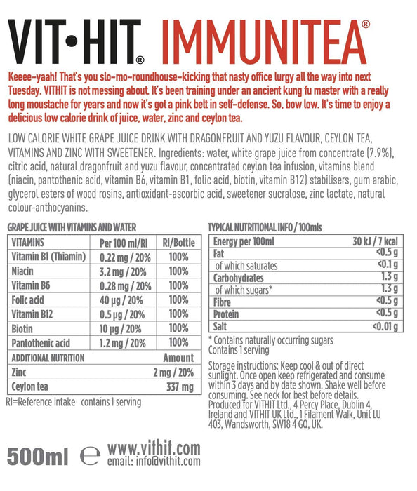 VITHIT Immunitea 12x500ml Dragonfruit & Yuzu - Drinks and Shakes at MySupplementShop by VITHIT