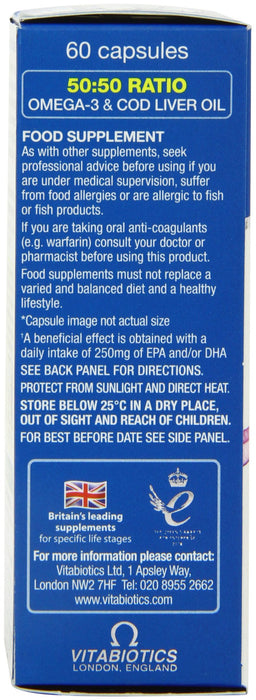 Vitabiotics Ultra Cod Liver Oil Plus Omega 3 2 in 1 Fish Oil & Vitamin D 60 Capsules - Joint Care at MySupplementShop by Vitabiotics