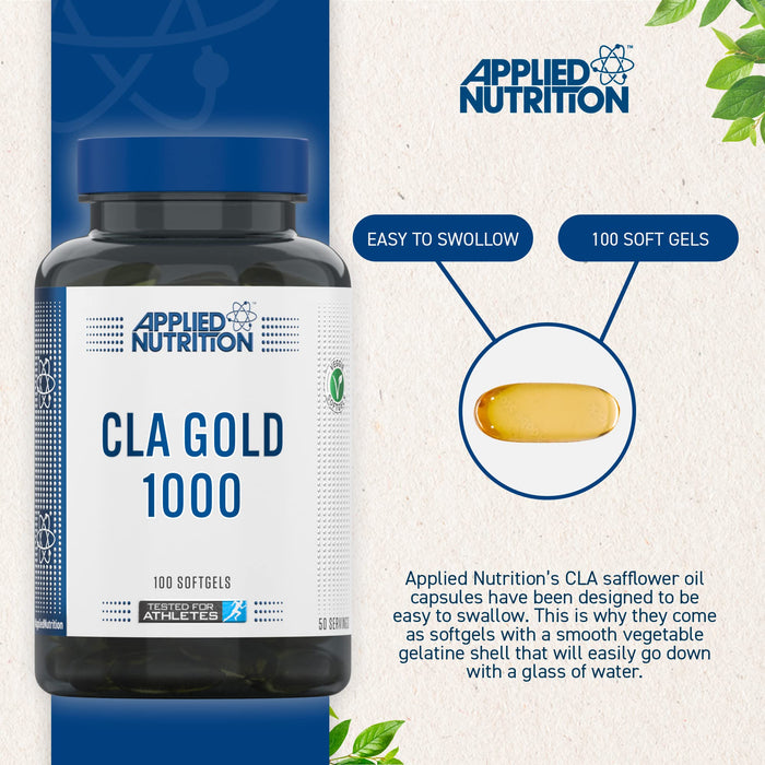 Applied Nutrition CLA Gold 1000 - 100 softgels (50 Servings) - Omegas, EFAs, CLA, Oils at MySupplementShop by Applied Nutrition