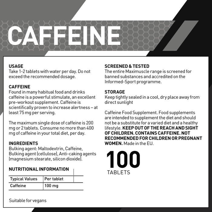 Maxi Nutrition Caffeine 100Tabs - Combination Multivitamins & Minerals at MySupplementShop by Maxi Nutrition