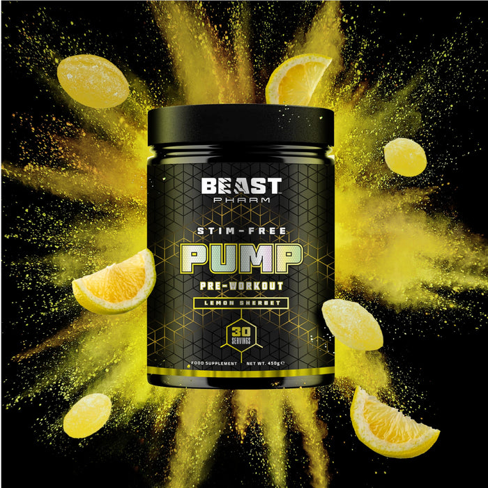 Beast Pharm STIM FREE PUMP Pre Workout 450g (Lemon Sherbet) - Pre Workout at MySupplementShop by Beast Pharm