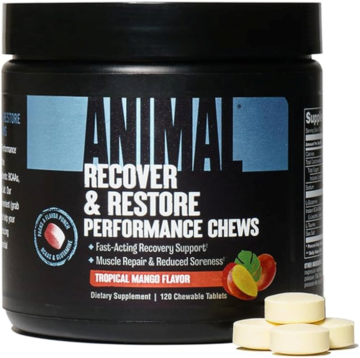 Animal Recover & Restore Performance Chews Tropical Mango Flavor 120Tabs for Muscle Recovery - Pre Workout at MySupplementShop by Animal