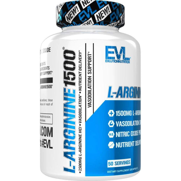 EVLution Nutrition L-Arginine 1500, 100 Capsules (50 Servings) - Amino Acids and BCAAs at MySupplementShop by EVLution Nutrition