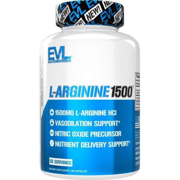 EVLution Nutrition L-Arginine 1500, 100 Capsules (50 Servings) - Amino Acids and BCAAs at MySupplementShop by EVLution Nutrition