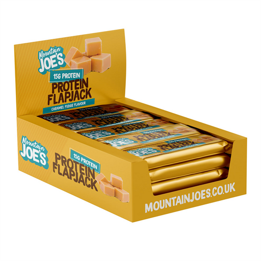 Mountain Joe's Protein Flapjack 16x60g Caramel Fudge: Muscle Fuel, Caramel Delight - Snack Bars at MySupplementShop by Mountain Joe's