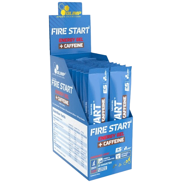 Olimp Nutrition Fire Start Energy Gel + Koffein, Schwarze Johannisbeere – 20 Beutel