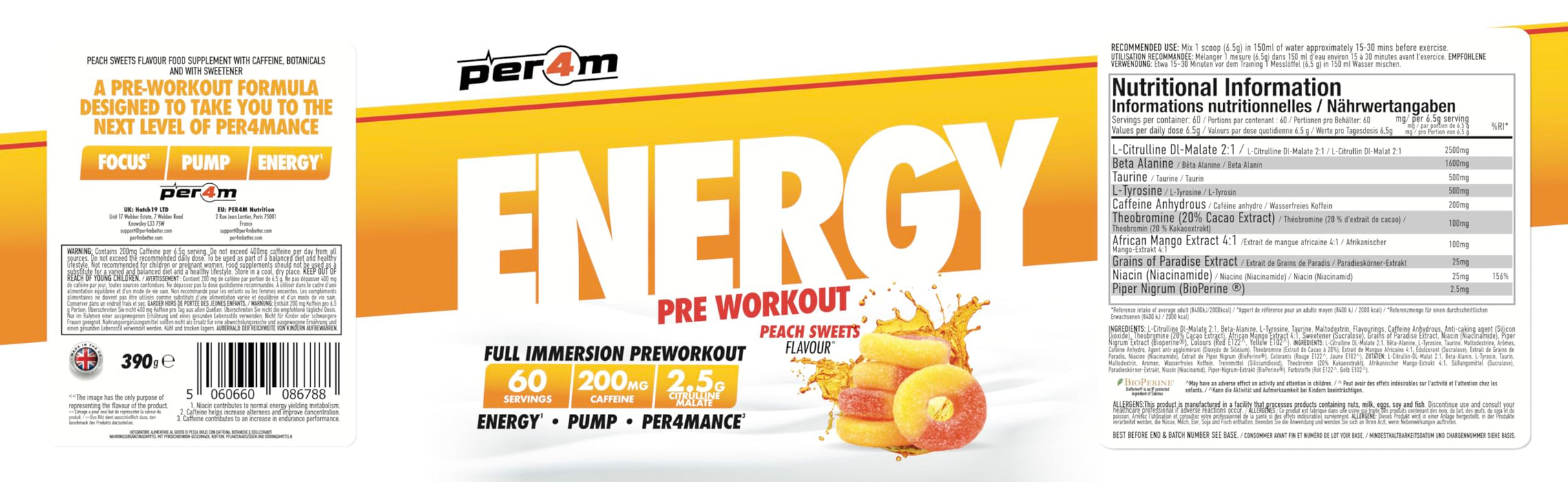 Per4m Energy Pre Workout 390g
