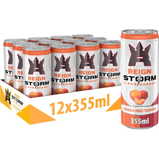 Reign Storm Clean Energy 12x355ml - Peach Nectarine - Energy Drinks at MySupplementShop by Reign Storm