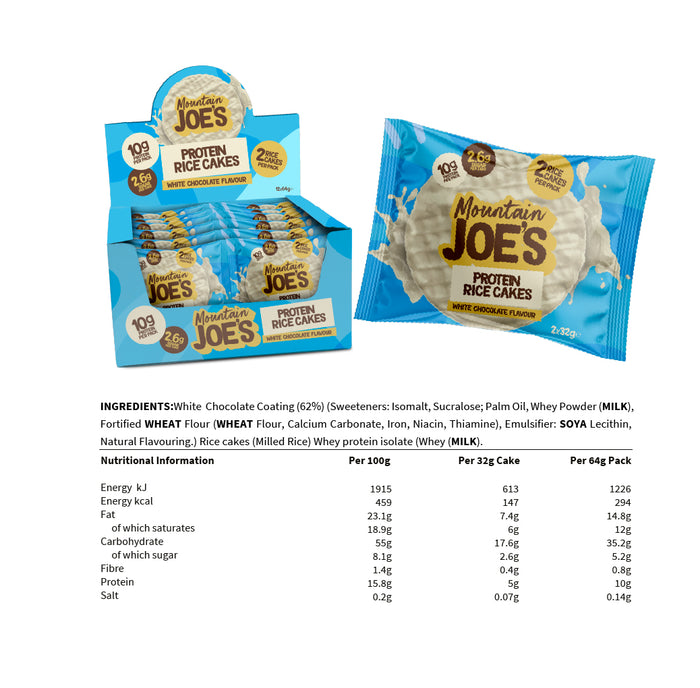 Mountain Joe's Rice Cake 12x64g - White Chocolate - Supplements at MySupplementShop by Mountain Joe's