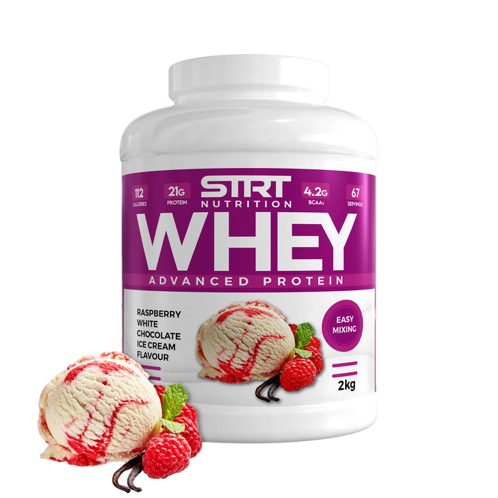 STRT Nutrition Whey Protein 2kg – 21g Protein, 67 Servings, Multiple Flavours