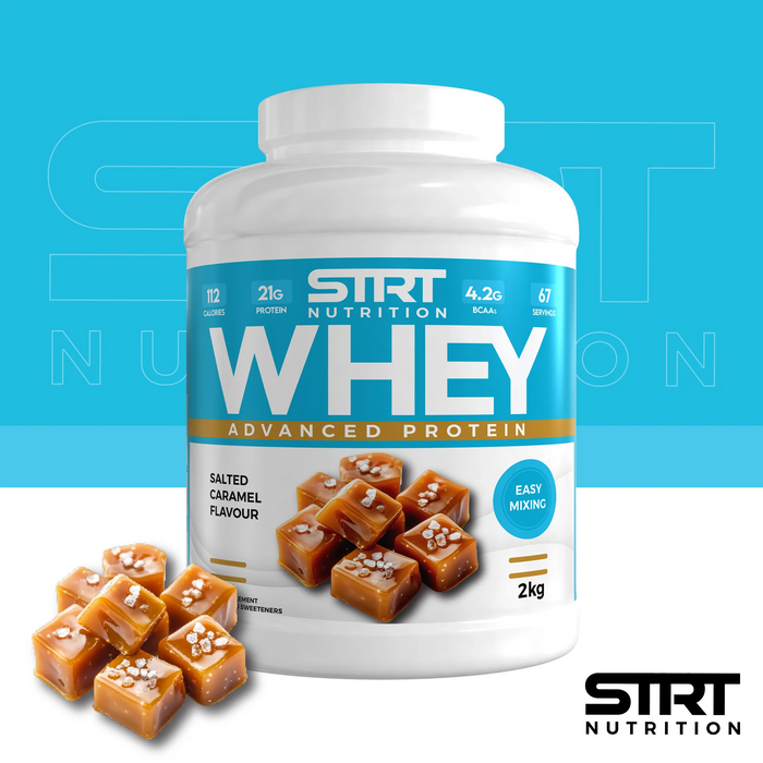 STRT Nutrition Whey Protein 2kg – 21g Protein, 67 Servings, Multiple Flavours