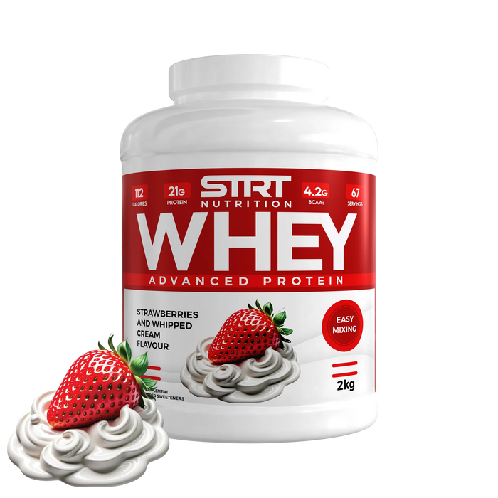 STRT Nutrition Whey Protein 2kg – 21g Protein, 67 Servings, Multiple Flavours
