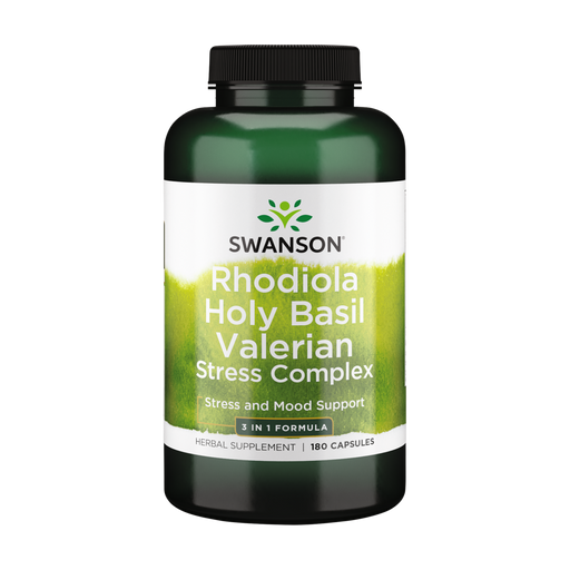 Swanson Rhodiola Holy Basil Valerian Stress Complex - 180 caps - Health and Wellbeing at MySupplementShop by Swanson