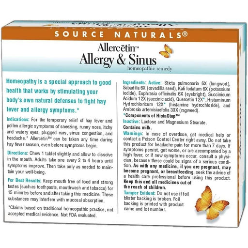 Source Naturals Allercetin Allergy & Sinus 48 Tablets - Immune Support at MySupplementShop by Source Naturals