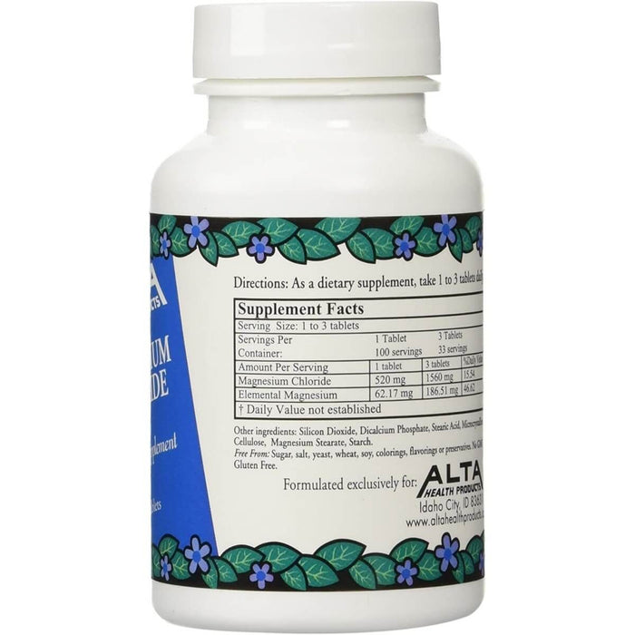 Alta Health Products Magnesium Chloride 520 mg 100 Tablets - Brain & Memory at MySupplementShop by American Health