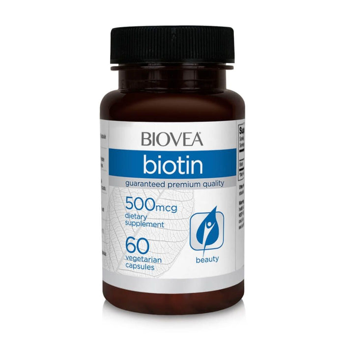 Biovea Biotin 500mcg 60 Vegetarian Capsules - Energy & Vitality at MySupplementShop by Biovea