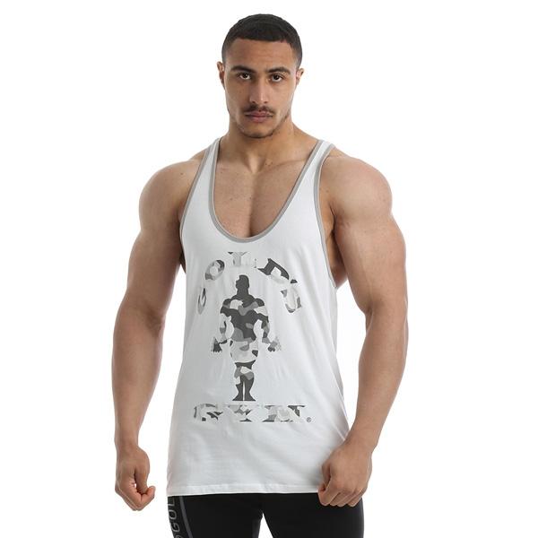 Gold's Gym Camo Logo Classic Stringer - White - XL - Stringer at MySupplementShop by Gold's Gym