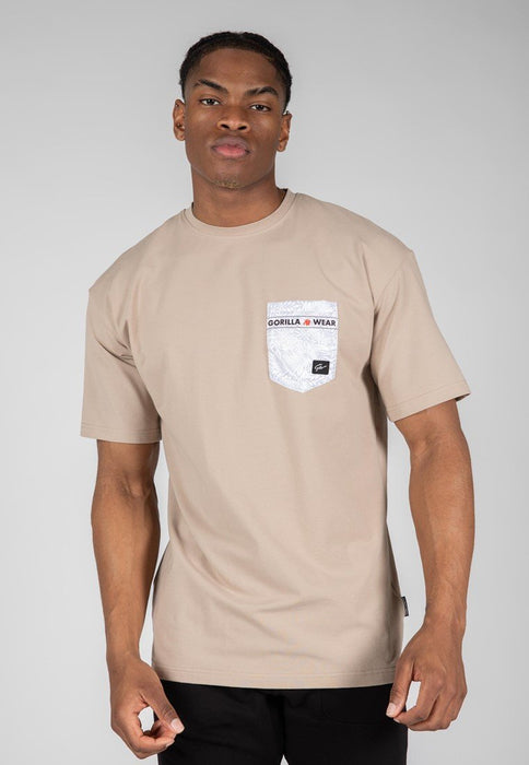 Gorilla Wear Dover Oversized T-Shirt - Beige - XXL - T-Shirt at MySupplementShop by Gorilla Wear