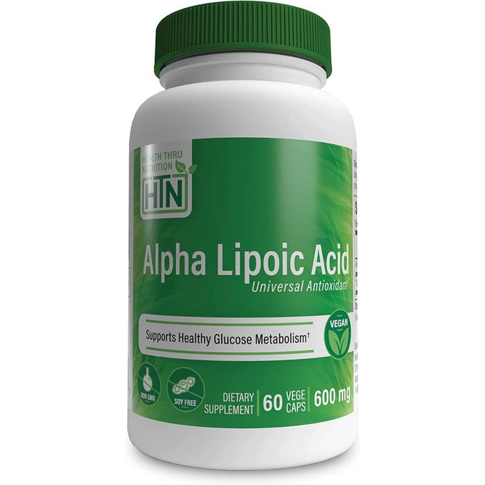 Health Thru Nutrition Alpha Lipoic Acid 600mg 60 Veggie Capsules - Health and Wellbeing at MySupplementShop by Health Thru Nutrition