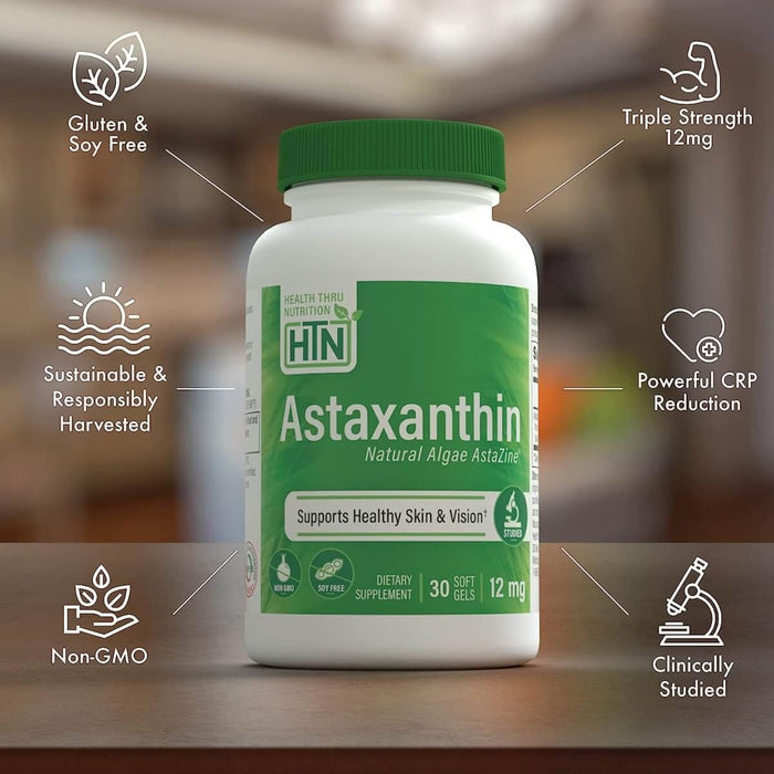 Health Thru Nutrition Astaxanthin 12mg 30 Softgels - Astaxanthin at MySupplementShop by Health Thru Nutrition