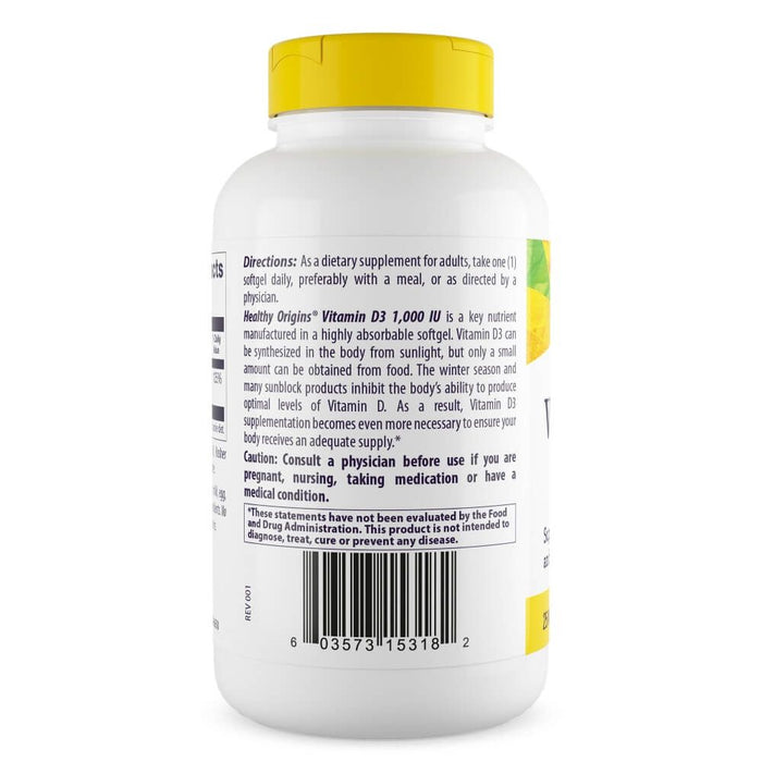 Healthy Origins Vitamin D3 1,000iu 360 Softgels - Immune Support at MySupplementShop by Healthy Origins