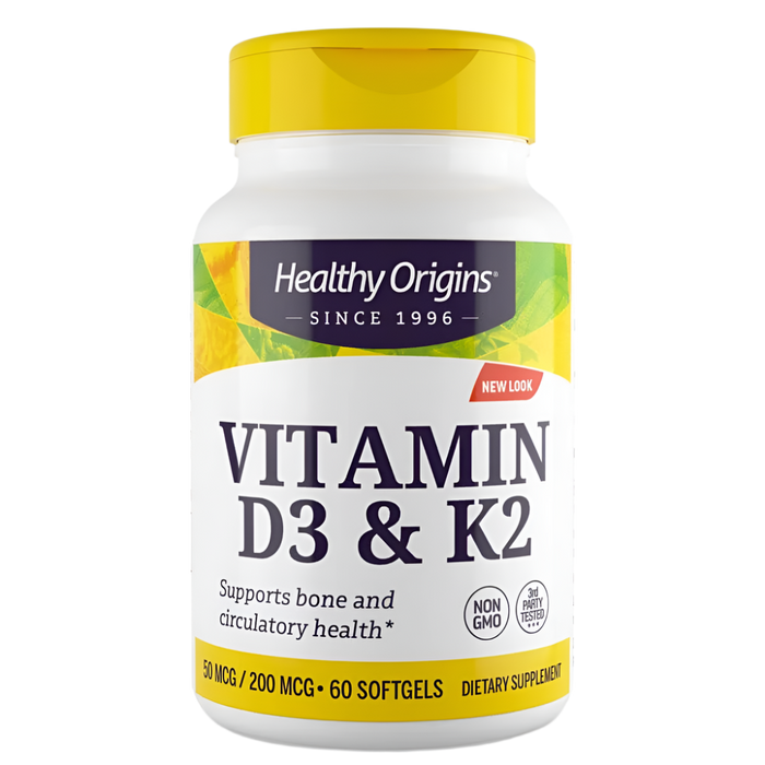 Healthy Origins Vitamin D3 &amp; K2 50mcg/200mcg 60 Softgels