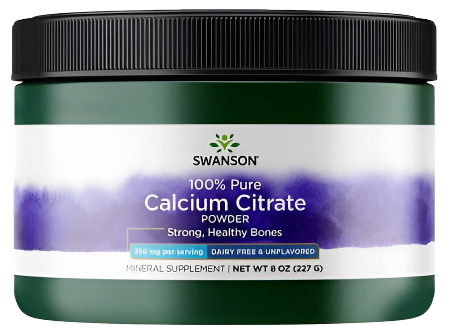 Swanson Calcium Citrate Powder, 100% Pure and Dairy-Free - 227g